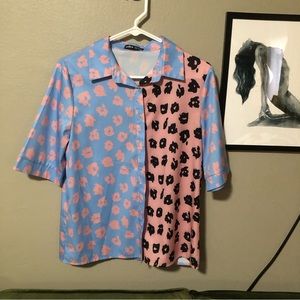 Funky Pattern Button-up - SHEIN - M
